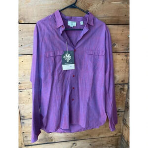 Vintage Gentleman John Shirt Mens L 90s Deadstock Iridescent Purple Cotton